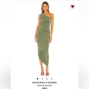 Norma Kamali ‘Diana’ midi in green (“celadon”) NWT